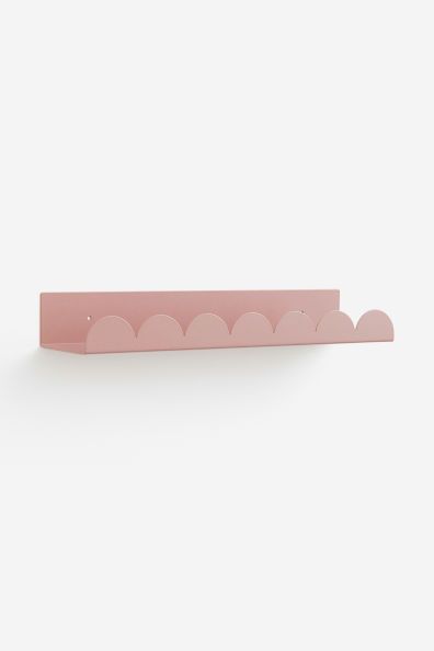 Pink Metal Wall Shelf – Scalloped Edge Design