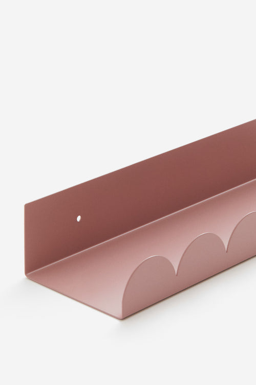 Pink Metal Wall Shelf – Scalloped Edge Design